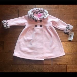 Pink pea coat with fur collar
